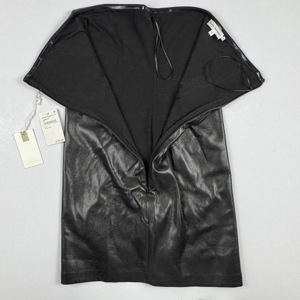 Good American Womens Better Than Leather Bodycon Tube Sexy Cocktail Mini Dress 1 - Picture 9 of 12